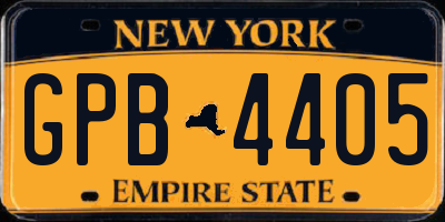 NY license plate GPB4405