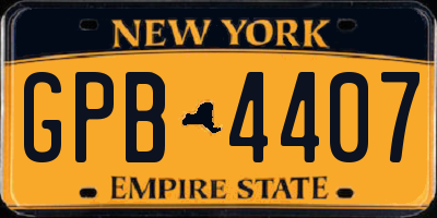NY license plate GPB4407