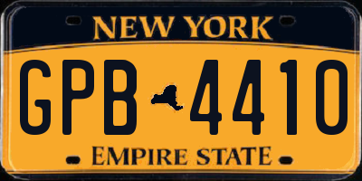 NY license plate GPB4410