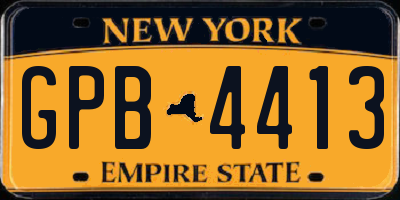 NY license plate GPB4413