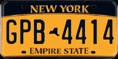 NY license plate GPB4414