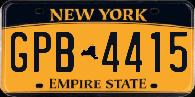 NY license plate GPB4415