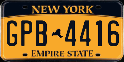NY license plate GPB4416