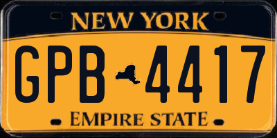 NY license plate GPB4417