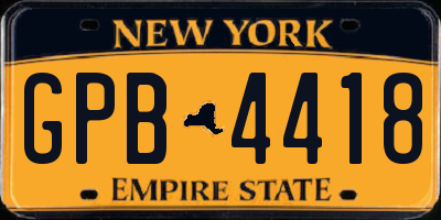 NY license plate GPB4418
