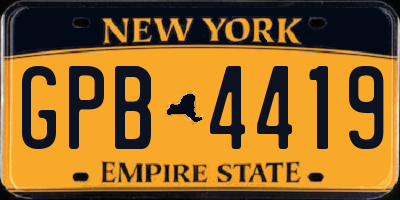 NY license plate GPB4419