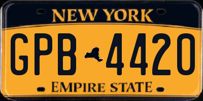 NY license plate GPB4420