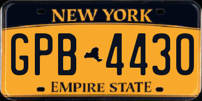 NY license plate GPB4430