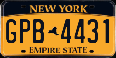 NY license plate GPB4431