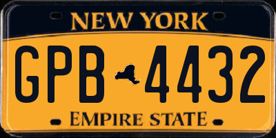 NY license plate GPB4432