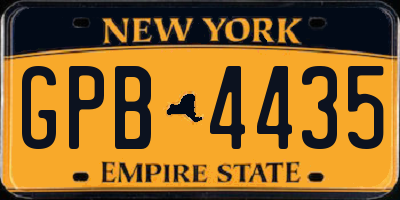 NY license plate GPB4435