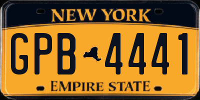 NY license plate GPB4441
