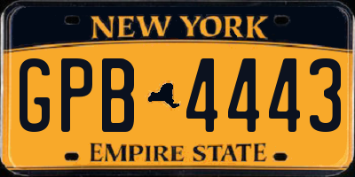 NY license plate GPB4443