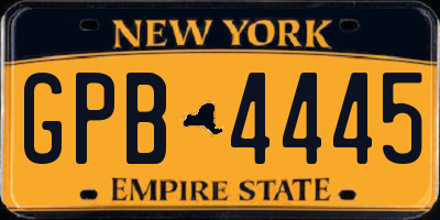NY license plate GPB4445