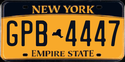 NY license plate GPB4447