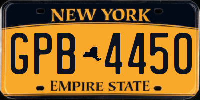 NY license plate GPB4450