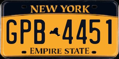 NY license plate GPB4451