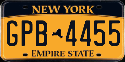 NY license plate GPB4455