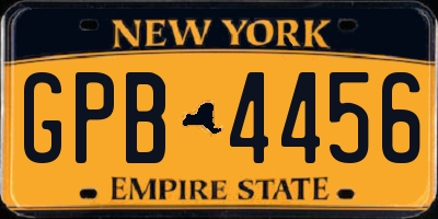 NY license plate GPB4456