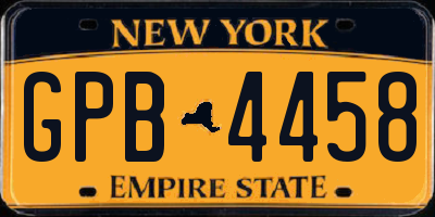 NY license plate GPB4458
