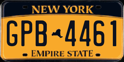 NY license plate GPB4461