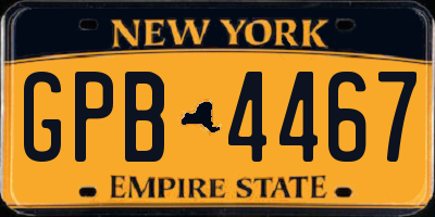 NY license plate GPB4467