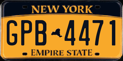 NY license plate GPB4471