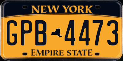 NY license plate GPB4473