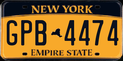 NY license plate GPB4474