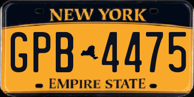 NY license plate GPB4475