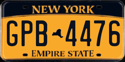 NY license plate GPB4476