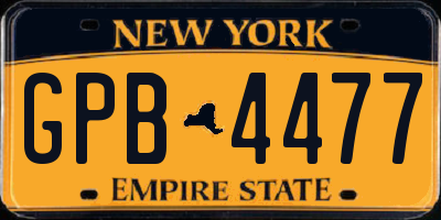 NY license plate GPB4477