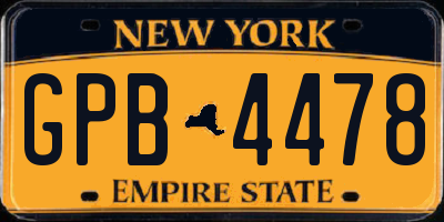 NY license plate GPB4478