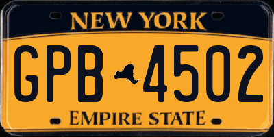NY license plate GPB4502
