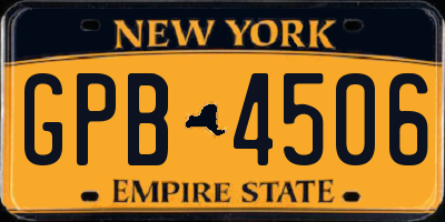 NY license plate GPB4506