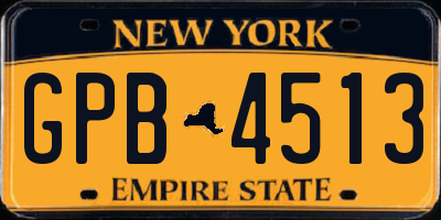 NY license plate GPB4513