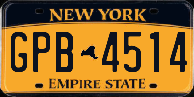 NY license plate GPB4514