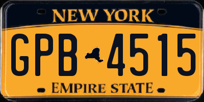 NY license plate GPB4515
