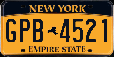 NY license plate GPB4521