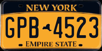 NY license plate GPB4523