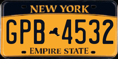 NY license plate GPB4532
