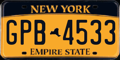 NY license plate GPB4533