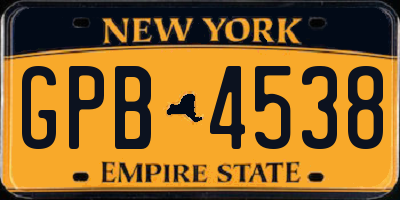 NY license plate GPB4538