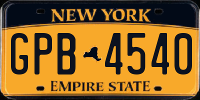 NY license plate GPB4540