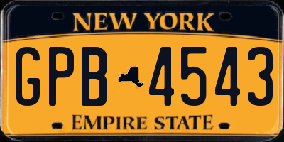 NY license plate GPB4543
