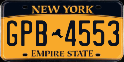 NY license plate GPB4553
