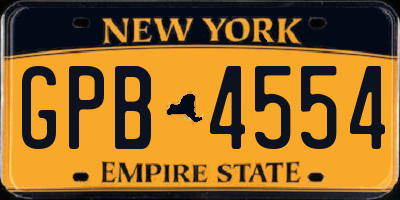 NY license plate GPB4554