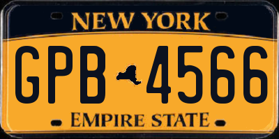 NY license plate GPB4566