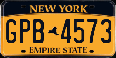 NY license plate GPB4573
