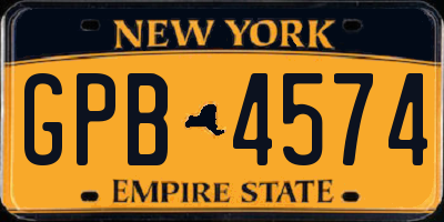 NY license plate GPB4574